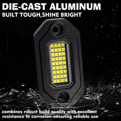 White Rock Lights，Aluminum Housing, Waterproof IP68,6500K Pure White Super Bright Underglow, Rock Lights for Trucks, UTV, ATV, SUV, Boats,Each Rock Light Comes with a 15-Foot Extension Cord (8 Pods) - Image 2