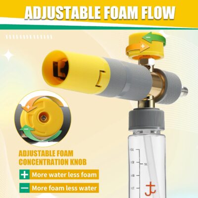 JOEJET Pressure Washer Gun with Mini Foam Cannon Dual Connector, Dual-Purpose Switch Spray Gun with 5 Power Washer Nozzle Tips, Dual Wand Foam Cannon, 1/4” Quick Connector - Image 5