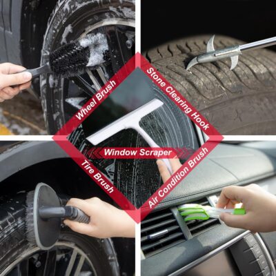 39Pcs Car Wash Cleaning Kit with Foam Gun Sprayer Detailing Brushes Collapsible Bucket Windshield Cleaning Tool Tire Brush Towels Complete Interior Exterior Detailing Set for Car - Image 8