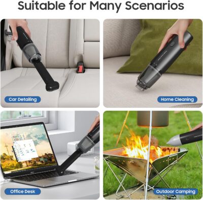Handheld Vacuum Cordless, Car Vacuum Portable with 2 Suction Modes, Blow & Suction 2-in-1, Mini Vacuum Cleaner Rechargeable for Car, Home, Pet Hair, Office, Desk, Keyboards (Black) - Image 4