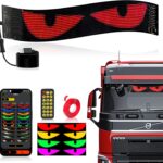 LED Eyes for Truck Windshield, 24'' x 5'' Ojos LED para Carro Devil Eyes Light for Car Programmable Flexible Customizable Store Sign Bluetooth App & Remote Control Custom Advertising Display Signs