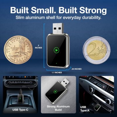 Drivio Wireless CarPlay Adapter for iPhone & Android | USB CarPlay Wireless Adapter with Screen Mirroring | 2026 Bluetooth Car Play Dongle Apple Play for Car Accessories Android Auto USB C & A - Image 6
