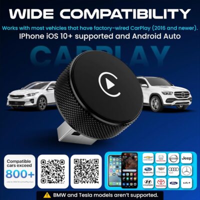 Wireless CarPlay & Android Auto Adapter – 2026 Circle Edition | Converts Wired to Wireless, Plug & Play Dongle, Fast Auto-Connect for iPhone iOS 10+ & Android 11+ - Image 5
