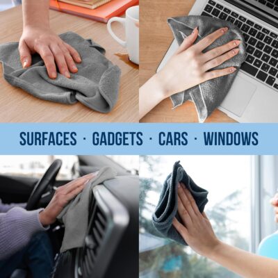 GREEN LIFESTYLE Chamois Cloth, Microfiber Cleaning Cloth 150 Pack, Borderless Towels Cleaning, Car Microfiber Towel, Drying Car Wash Towels (11.5" x 11.5", Grey) - Image 5