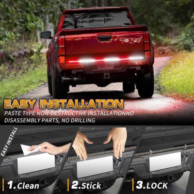 XRIDONSEN 48 inch Truck Tailgate Emergency Lights Strip 288 LED Tail/Rear Window Strobe Light Red White Flashing Warning Hazard Safety Fire Fighter Lights for Vehicles Trucks Pickup POV - Image 4