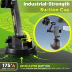 Cell Phone Mount for Truck Phone Holder for Truck Drivers - Heavy Duty Suction Cup + Dashboard Pad, iPhone Holder for Dashboard Window 16.9 inch Long, for iPhone & Samsung, Big Rig Trucker, Black - Image 2