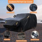 600D Waterproof Car Cover Custom Fit for Jeep Wrangler 4 Door (2007-2025) JL JK TJ YJ CJ, Outdoor Car Cover Waterproof All Weather for Automobiles Sun Rain Snow Protection with Door Zipper - Image 3
