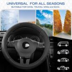 Skechers Steering Wheel Cover Contour Foam Cozy Fit, Leather Steering Wheel Covers,Universal Anti-Slip Fit 14" 1/2-15" Car Wheel Cover for Car Decor Gifts Fit Suvs,Vans,Sedans,Car,Trucks,Black - Image 8