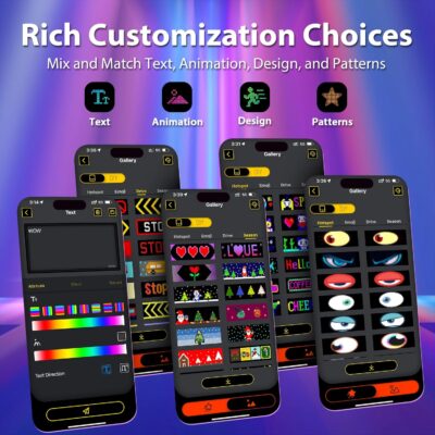 2026 Upgrade Custom LED Sign for Car, DIY LED Eye for Car Windows, Flexible Programmable U-BER Sign Bluetooth App & Remote Control Custom Text Messages Huge Bright Advertising Signs (7'' x 3'') - Image 4