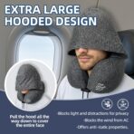 Travel Pillow with Extra Large Hood for Airplane Long Flights Privacy and Comfort Memory Foam with Skin-Friendly Cover for Road Trip Head&Neck Support for Plane Office Cars Sleeping & Rest (Grey) - Image 2