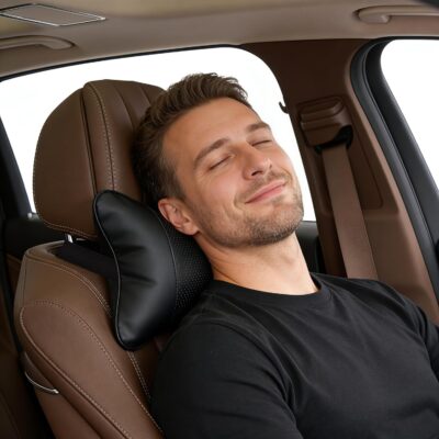 2 Pack Car Neck Pillow Soft Breathable Headrest Pillows for Driving Support, Universal Fit for Most Car Seats Decor Accessories（Black） - Image 7