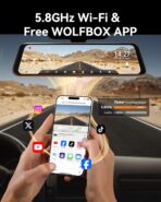 WOLFBOX 12" 4K Rear View Mirror Camera with 5.8GHz WiFi and Voice Control, Smart Mirror Dash Cam Front and Rear, Backup Camera with 1080P Rear Camera, Dash Cam with WDR, Includes 64GB Card & GPS - Image 3