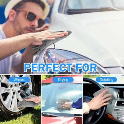 Tallew 15 Pcs 15 Pcs Car Microfiber Towels Buffing Drying Wash Cleaning Cloths Plush Large Towels Thick Care Polishing Detailing Waxing Scratch Proof Towel, 15.75 x 15.75 Inch (Dark Gray) - Image 5