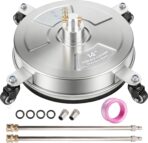 Hourleey 14" Pressure Washer Surface Cleaner, Stainless Steel Surface Cleaner with 4 Wheels for Concrete, Patio, Sidewalk, Deck, Pathway 1/4" Quick Connector, 2 Extension Wand, 4000 PSI