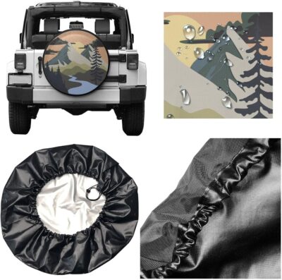 Camper Spare Tire Cover Mountain Adventure Wheel Protectors Tyre Covers Weatherproof Wheel Covers Universal Fit for Trailer Rv SUV Truck Camper Travel Trailers 14" - Image 7