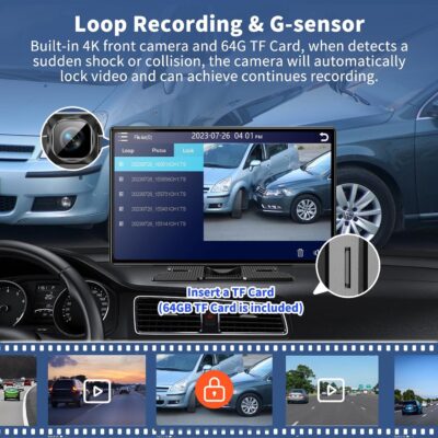 Wireless Carplay 11.3" A pple Carplay Screen for Car with 4K Dash Cam 1080P Backup Camera, Car Stereo for Carplay & Android Auto GPS Navigation/Bluetooth/Mirror Link/Voice Control/AUX/FM/Siri - Image 6