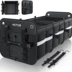 HOTOR Trunk Organizer for SUV – Car Storage Box with Reflective Strips, Collapsible Car Organizer with Large Capacity, Essential Car Accessories for Truck, Van & Sedan, Black, 33.1" x 13.0" x 12.0"