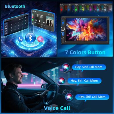 7" Wireless Double Din Car Stereo with Carplay, Android Auto, Bluetooth, Multimedia Car Audio Support Mirror Link, Backup Camera, FM/AM, HD Touchscreen, Aux Input Car Audio Receivers - Image 7