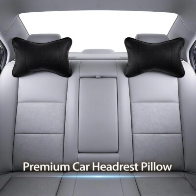 2 Pack Car Neck Pillow Soft Breathable Headrest Pillows for Driving Support, Universal Fit for Most Car Seats Decor Accessories（Black） - Image 6