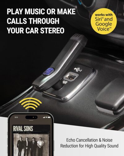 Scosche BTAXS3 Hands-Free Audio Kit, Bluetooth Receiver for Car Stereo with Noise Cancellation, 3.5mm AUX Bluetooth Adapter for Car Radio, Compatible with Siri/Google Assistant Voice Command - Image 3