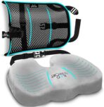 Seat Cushions for Office Chairs with Lumbar Support, Desk Chairs, and Car Seats - Adjustable Straps and Non-Slip Ergonomic Design for Tailbone and Lower Back Pain Relief for All Day Use