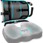 Seat Cushions for Office Chairs with Lumbar Support, Desk Chairs, and Car Seats - Adjustable Straps and Non-Slip Ergonomic Design for Tailbone and Lower Back Pain Relief for All Day Use