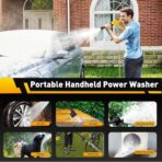 Cordless Pressure Washer, 1100 PSI 2.4GPM Battery Powered Portable Power Washer with 6-in-1 Nozzle, 10 Pressure Settings, Battery Level Display, Draw Water from Anywhere, for Car, Garden, Yard - Image 8