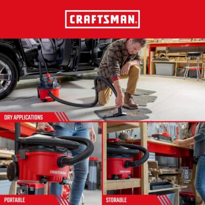 CRAFTSMAN CMXEVBE17040 4 Gallon 5.0 Peak HP Wet Dry Vac, Portable Shop Vacuum Wet and Dry with Filter, Hose and Attachments for Home and Automotive Cleaning - Image 4