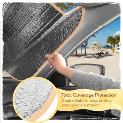 C&C Sage Floral Car Windshield Sun Shade - Sun Visor Sunshade for Car Windshield - Window Shades for Cars, SUV & Truck - Dash Cover UV Protection for Front Window Shade Accessories - 57" x 27" - Image 7