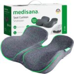 medisana Seat Cushion, SC 100 Seat Cushions for Office Chairs, Car Seat, Wheelchair - Sciatica & Tailbone & Coccyx Pain Relief Pillow for Driver Sedentary, Gift for Women Men(Size:18*14.6*3.54in-Grey)