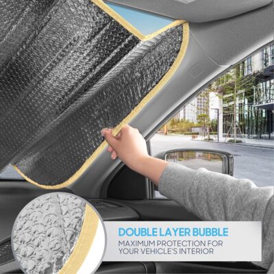 BDK Golden Sunset Palm Trees Front Windshield Sun Shade Accordion Folding Cute Car Window Shades for Truck & Car Sunshade Shield for Sun UV Rays - Visor Protector Keeps Vehicle Cool - 58 x 27 inches - Image 3