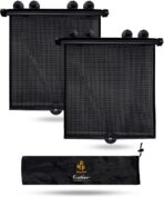 EcoNour Window Shades for Car Baby (2 Pack) | Retractable car Window Shade for Baby for Sun Protection for Kids, Passengers & Pets in The Back Seat | Car Window Covers for Trucks | (20”x22”)