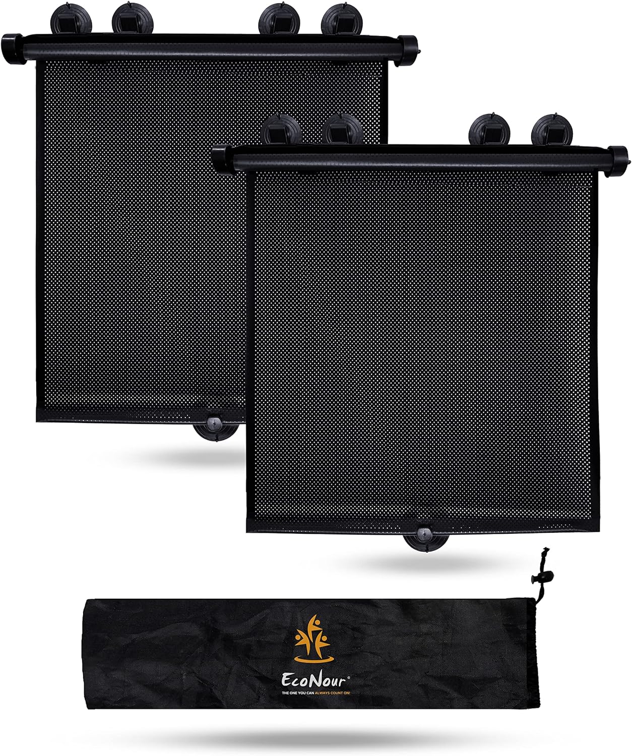 914FrVsF5HL._AC_SL1500_.jpg EcoNour Window Shades for Car Baby (2 Pack) | Retractable car Window Shade for Baby for Sun Protection for Kids, Passengers & Pets in The Back Seat | Car Window Covers for Trucks | (20”x22”) - Image 1