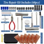 Tire Repair Kit, 68pcs Heavy Duty Tire Plug Kit, Universal Tire Repair Tools Flat Tire Puncture Repair for Car, Motorcycle, Truck, SUV, RV, ATV, Tractor, Trailer Fix Punctures and Plug Flats Patch Kit - Image 2
