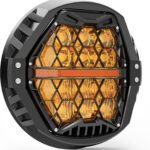 DOT Approved 1000% Bright 120W 7'' Motorcycles LED Headlight with Amber Lens DRL Compatible with Road King Road Glide Street Glide Electra Glide Ultra Limited Heritage Softail Fat Boy Yamaha