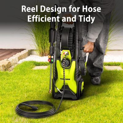 5000 Max Adjustable PSI Pressure Washer,2.5 Max GPM Power Washer with 33 FT Retractable Hose Reel, Stainless Steel Lance, 500ml Foam Cannon, 4-Nozzle Set, Washer for Cars, Fences, Patios - Image 2