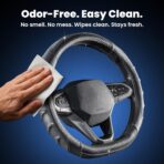 Carbon Fiber D Shaped Steering Wheel Cover – Universal 15 Inch (14.5-15″) Flat Bottom Steering Wheel Cover – Non Slip Leather Grip with Gel Comfort Padding – Sporty Design for Cars, SUVs & Trucks - Image 7