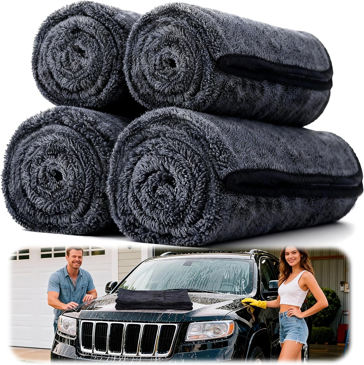 916t5CHaxRL._AC_SL1500_.jpg 4PCS Car Drying Towel Microfiber Detailing Kit - 36x24 in Car Towels Cleaning Supplies, Reusable Shammy Quick Dry Cloth for Carwash, for Auto, Boat, RV, Garage & Home, Scratch-Safe Absorbent Cleaning - Image 1