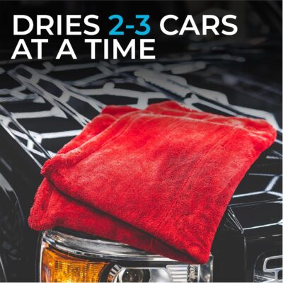 The Rag Company - The 1500 - Heavy Duty Car Drying Towel; Perfect for Trucks, Commercial Vehicles, RVs, Boats, and More; Premium 70/30 Blend Twist Loop Design, 1500gsm, 30in x 30in, Red - Image 4