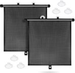 Sfee Car Window Shades for Baby-2 Pack Retractable Side Window Car Sun Shade Blocks UV Rays & Heat for Sun Protection Roller Sunshade Visor Window Shade for Kids,Passengers,Pets (20''x22'')