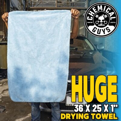 Chemical Guys Woolly Mammoth Large Microfiber Drying Towel - 36 x 25 Inch Blue, Ultra Plush Super Absorbent Car Drying Towel for Cars, Trucks, SUVs, Motorcycles, RVs, and Auto Detailing - Image 2