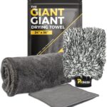 The Giant Giant 24"x36" Car Drying Towel – Ultra Absorbent 1200 GSM Twisted Loop Microfiber, Scratch-Free, Streak-Free, 70/30 Korean Blend – Includes Wash Mitt & Glass Towel for Auto Detailing