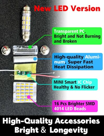 DC12V-24V White 31mm DE3175 LED Festoon Bulbs 1.2in, 200lm Super Bright Dome Light Bulbs, Led Interior Car License Plate Dome Map Door Trunk Lights Replace for 3175 DE3021 3022 3021, Pack of 2 - Image 3