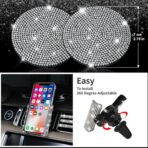 CAR PASS 23 PCS Bling Diamond Car Accessories Set for Women, Leather Seat Covers Full Set Sparkly Rhinestone15'' Steering Wheel Covers Shining Car Floor Mats Cute Aotumotive Interior Sets, Silver - Image 5