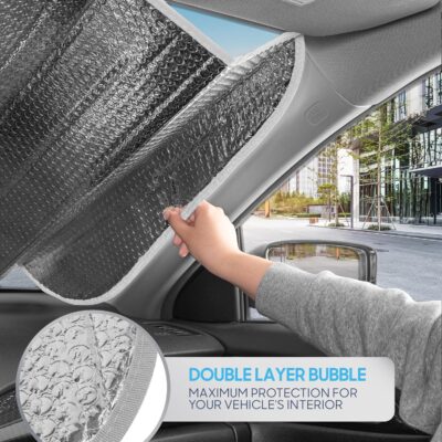 BDK Lavender Shine Car Windshield Sun Shade Accordion Folding Sunshade for Windshield Blocks UV Rays Sun Visor for Car Front Window Protector - Easy Setup Keeps Your Vehicle Cool - 58 x 27 inches - Image 7