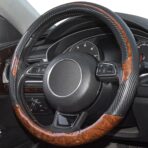 Xizopucy Wood Grain Steering Wheel Cover Black Universal Microfiber Leather, Suitable for 14 1/2-15 inch Comfortable Anti-Slip, Good Breathable and Odorless Car Steering Wheel Cover - Image 2