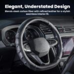 Carbon Fiber D Shaped Steering Wheel Cover – Universal 15 Inch (14.5-15″) Flat Bottom Steering Wheel Cover – Non Slip Leather Grip with Gel Comfort Padding – Sporty Design for Cars, SUVs & Trucks - Image 9