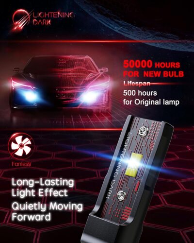 9005+H11 Light Bulbs, HB3+H8/H9 Fog Bulbs Combo 6500K Xenon White Extremely Bright Wireless Fanless (Pack of 4) - Image 8