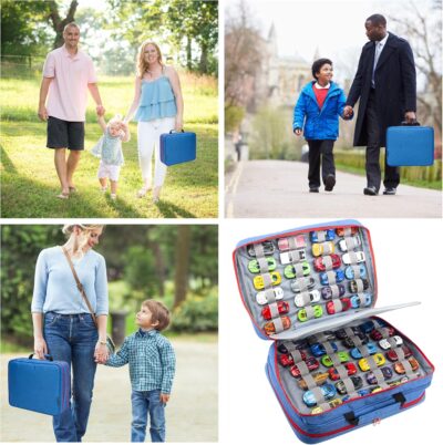KISLANE 96 Toy Cars Storage Case Compatible with Matchbox Cars, Matchbox Cars Organizer Storage for Mini Toys, Toy Cars, Matchbox Cars, Small Dolls(Bag Only) (Blue) - Image 7