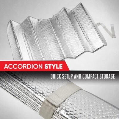 BDK Car Windshield Sun Shade - Jumbo Size Windshield Sun Shade Accordion Fold Style for Windshield - Heatshield Sunshade for Sedan Truck, SUV - Window Shades Front Windshield - 65 x 27 in - Image 5